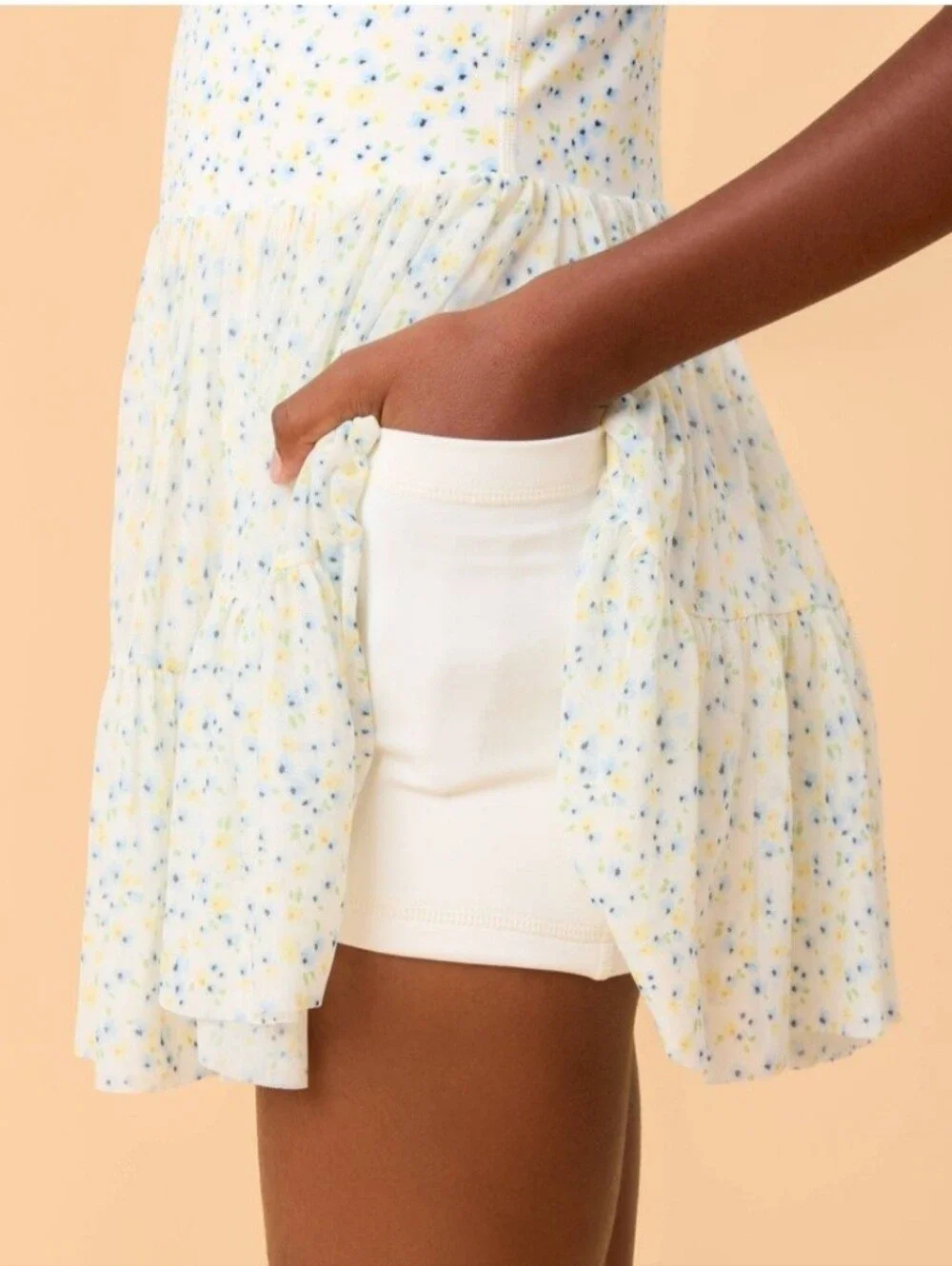NWT Blogilates Girls' Mommy & Me Ballerina Ruffle Dress - White Floral Print